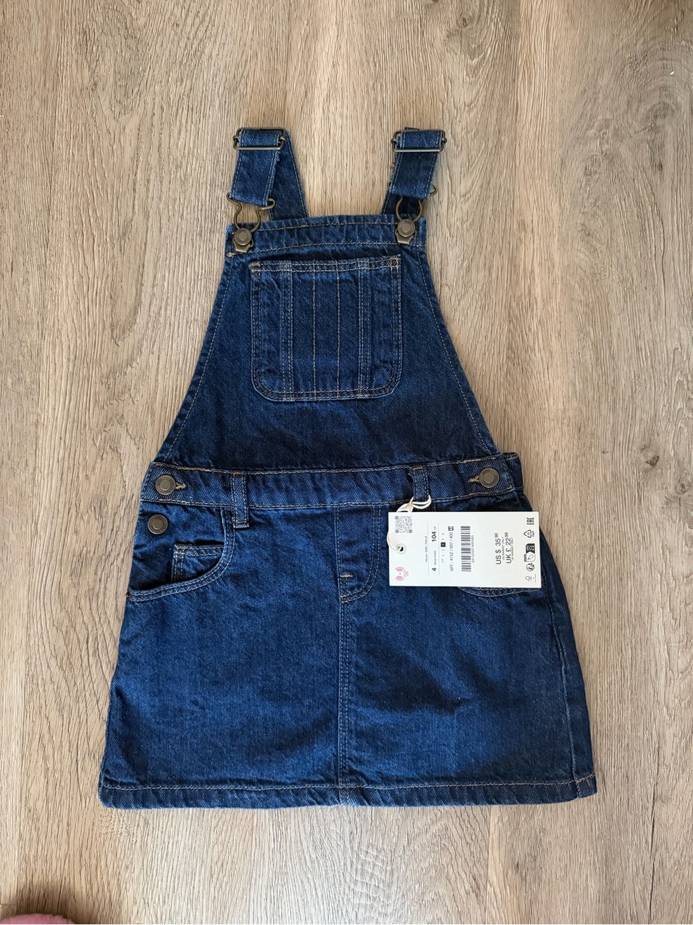 Zara Navy Denim Overall Skirt